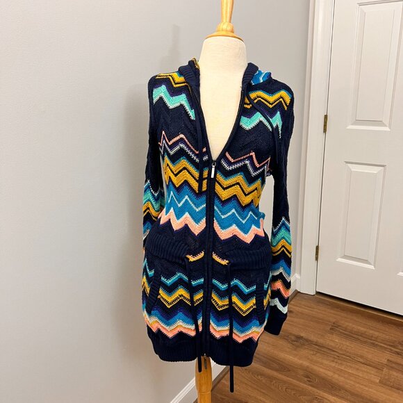 Missoni x Target Zig-zag Chevron Print Hooded LS Zip Cardigan Sz XS - Picture 2 of 9
